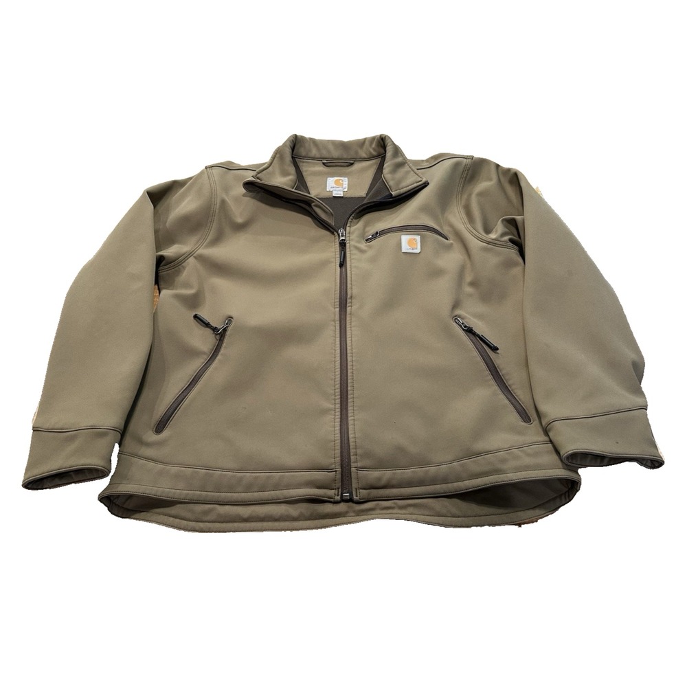 Carhartt Jacket Mens Size Large 101299 Crowley Softshell Nylon Brown Tan Coat